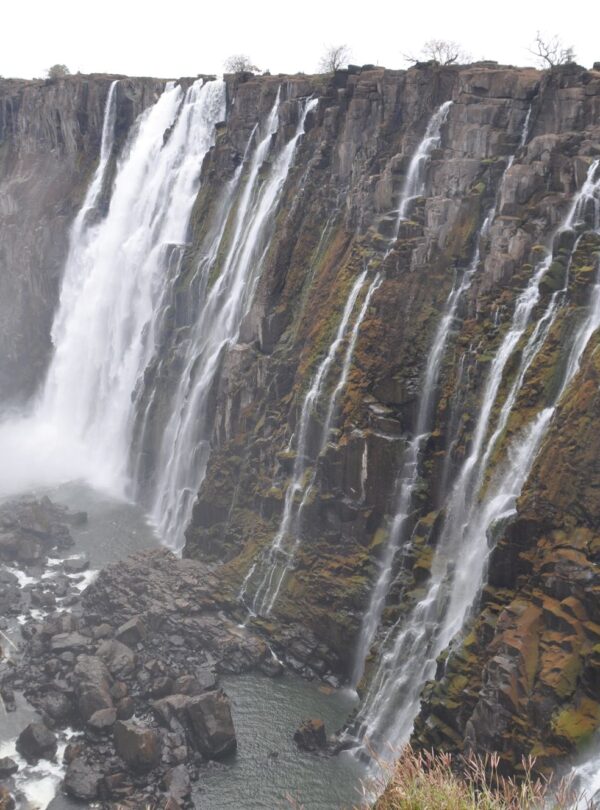 Victoria Falls cascading powerfully over rugged cliffs